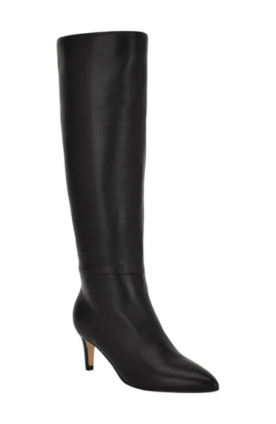 Calvin Klein Garray Knee High Boot In Black Leather