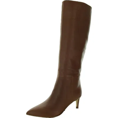 Calvin Klein Garray Womens Padded Insole Leather Knee-high Boots In Brown