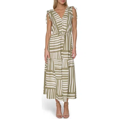 Calvin Klein Gauz A-line Maxi Dress In Green