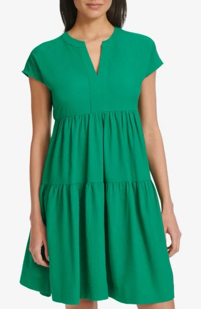 Calvin Klein Gauze A-line Dress In Green