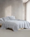 Calvin Klein Mini Channel Stitch Solid Blend Reversible Quilt Set In Gray