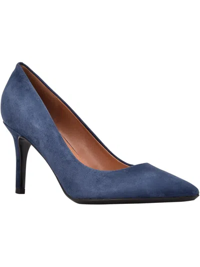 Calvin Klein Gayle Womens Leather Pointed Toe Heels In Blue