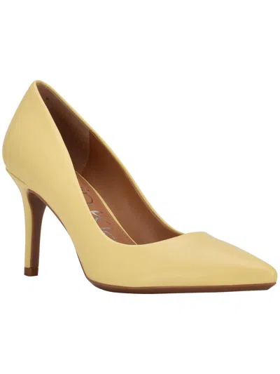 Calvin Klein Gayle Womens Leather Pointed Toe Heels In Yellow