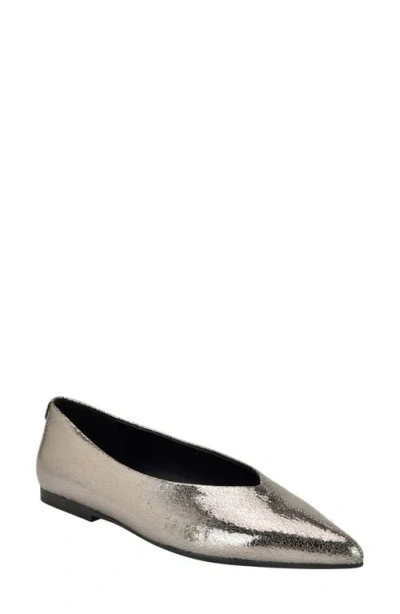 Calvin Klein Gemeen Pointed Toe Flat In Pewter 060
