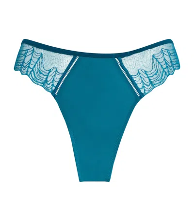 Calvin Klein Geo Lace Thong In Blue