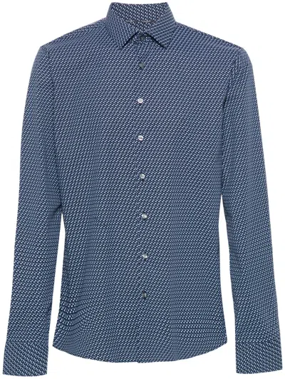 Calvin Klein Geometric-print Cotton Shirt In Blue