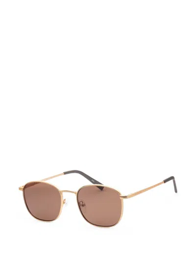 Calvin Klein Geometric-frame Sunglasses In Gold