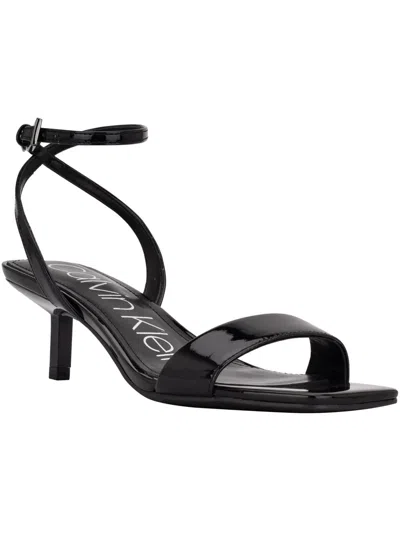 Calvin Klein Gerri Womens Faux Leather Ankle Strap Heels In Black