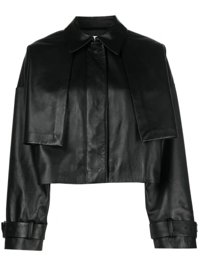 Calvin Klein Giacca Crop In Pelle In Black
