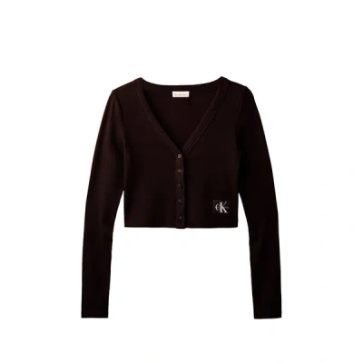 Calvin Klein Gilet Slim Côtelé In Brown