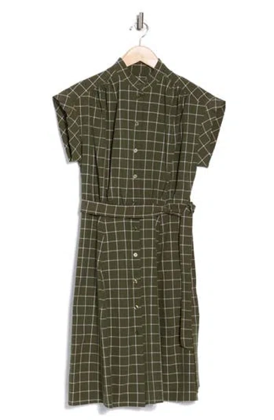 Calvin Klein Gingham Check Belted Shirtdress In Multi
