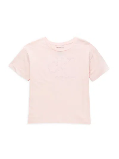 Calvin Klein Kids' Girl's Logo Cotton T-shirt In Pink