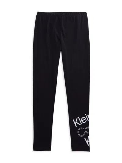 Calvin Klein Kids' Girl's Logo Leggings In Black
