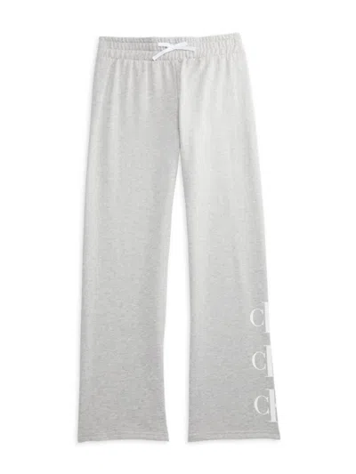 Calvin Klein Kids' Girl's Logo Sweatpants In Light Grey Heather
