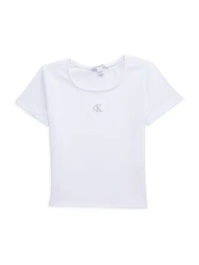 Calvin Klein Kids' Girl's Logo T-shirt In White