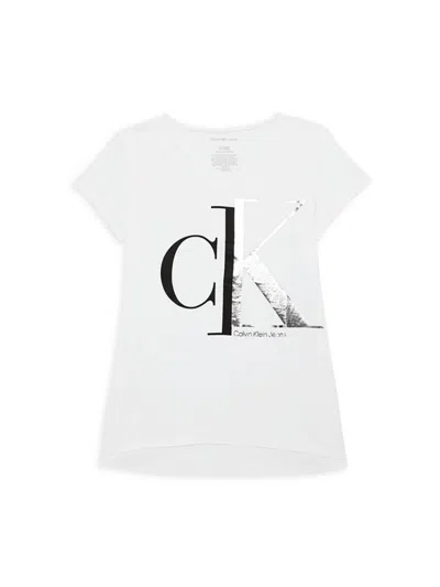 Calvin Klein Kids' Girl's Logo Tee In White