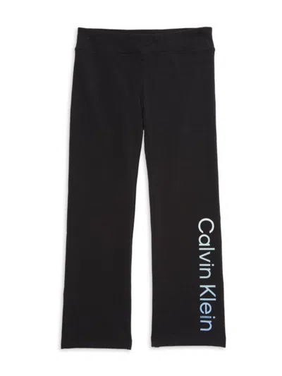 Calvin Klein Kids' Girl's Logo Wide Leg Pants In Black