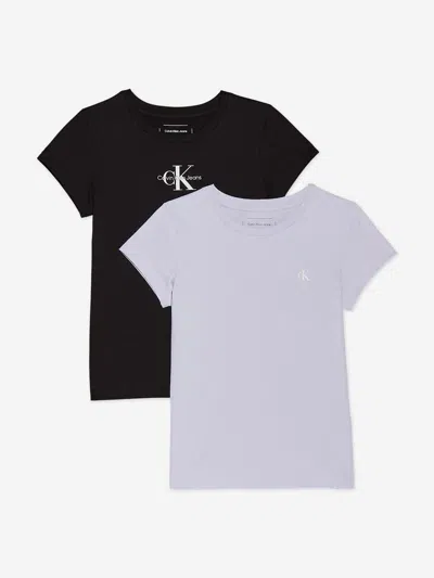 Calvin Klein Kids' Girls 2 Pack Slim Monologo T-shirt Set In Multi