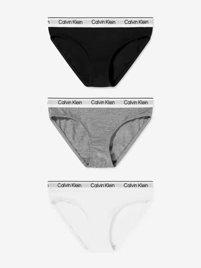 Calvin Klein Kids'  Girls 3 Pack Bikini Knickers Set In Multi