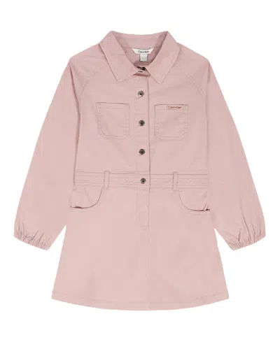 Calvin Klein Kids' Girls 4-6x Belted Shirt Dress In Pink