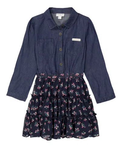 Calvin Klein Kids' Girls 4-6x Long-sleeve Shirt Dress In Multi
