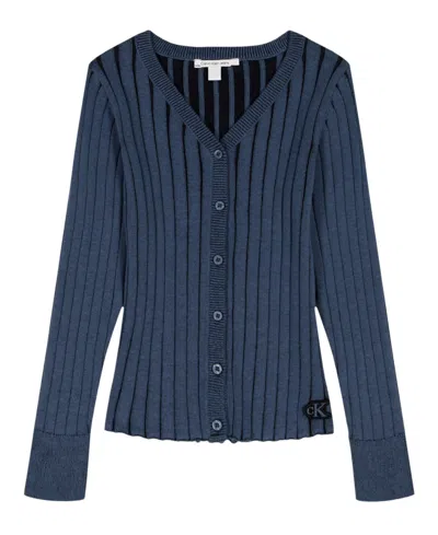 Calvin Klein Kids' Girls 7-16 Cardigan Sweater In Blue
