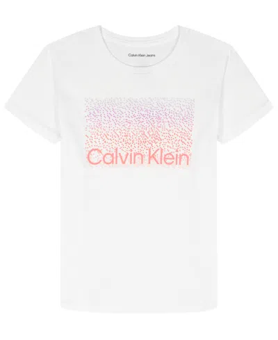 Calvin Klein Kids' Girls' 7-16 Ck Ombre Logo Short-sleeve T-shirt In White