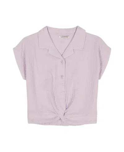 Calvin Klein Kids' Girls' 7-16 Front Knotted Collar Neck Shirt In Purple