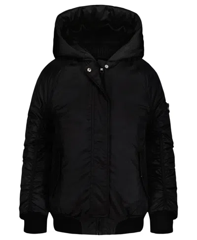 Calvin Klein Kids' Girls 7-16 Hooded Long Sleeve Bomber Jacket In Black