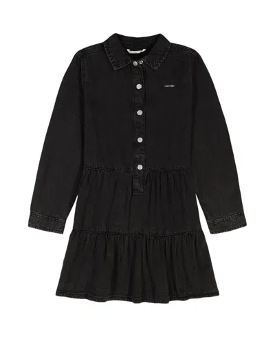 Calvin Klein Kids' Girls 7-16 Long-sleeve Denim Shirt Dress In Multi