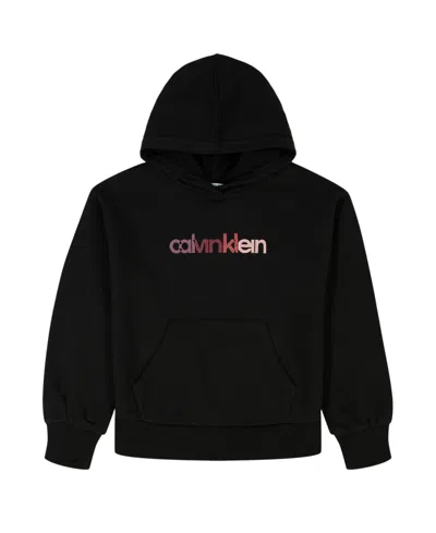 Calvin Klein Kids' Girls 7-16 Long Sleeve Pull-on Hoodie In Black