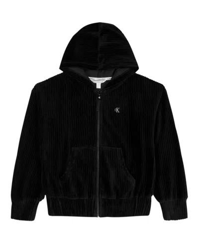 Calvin Klein Kids' Girls 7-16 Long-sleeve Zip-up Hoodie In Black