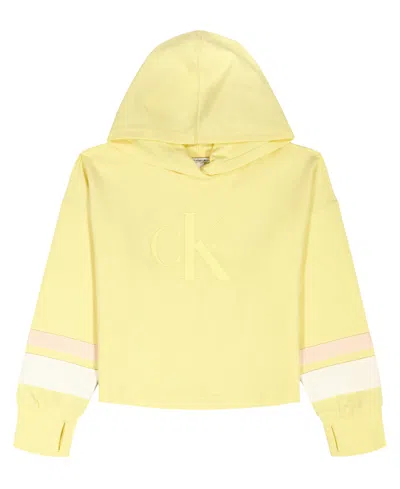 Calvin Klein Kids' Girls' 7-16 Popover Long-sleeve Hoodie In Yellow