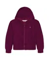 Calvin Klein Girls 7-16 Rib Velour Hoodie In Purple