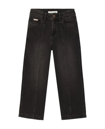 Calvin Klein Kids' Girls 7-16 Seamed Wide-leg Denim Jeans In Brown