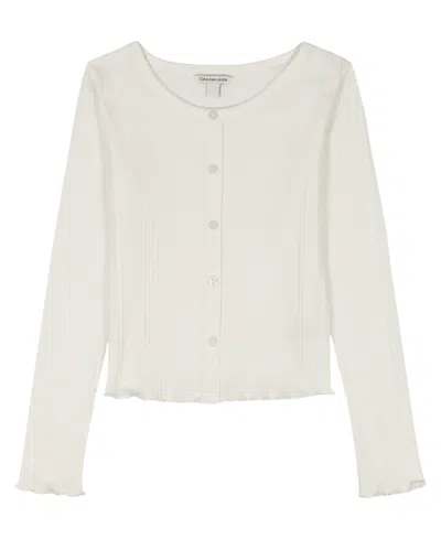 Calvin Klein Kids' Girls 7-16 Variegated Rib Long-sleeve Top In White