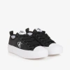 CALVIN KLEIN GIRLS BLACK PADDED LACE-UP TRAINERS