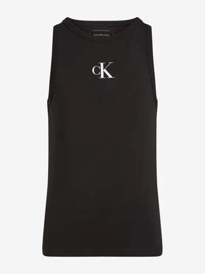 Calvin Klein Kids'  Girls Ck Logo Tank Top In Black