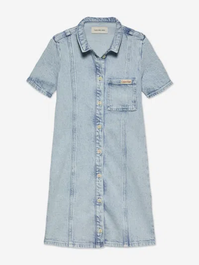 Calvin Klein Kids' Girls Denim Dress In Blue