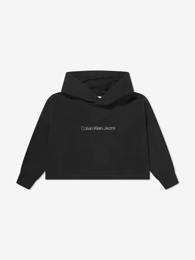 Calvin Klein Kids'  Girls Glitter Monogram Hoodie In Black