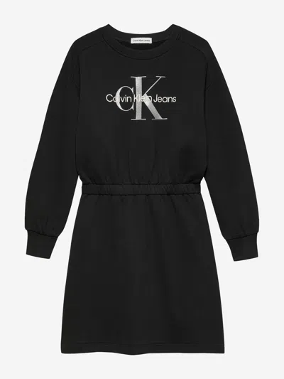 Calvin Klein Kids'  Girls Glitter Monologo Sweater Dress In Black