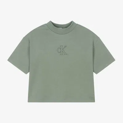Calvin Klein Kids' Girls Green Cotton T-shirt