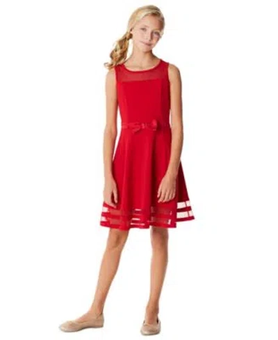 Calvin Klein Kids' Girls Illusion Mesh Bow Front Dress In Whipped White