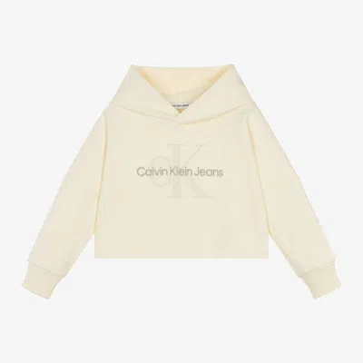 Calvin Klein Kids' Girls Ivory Cotton Ck Monogram Hoodie