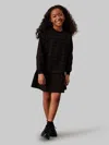 Calvin Klein Girls Logo Aop Fleece Dress In Black