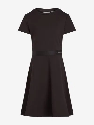 Calvin Klein Kids'  Girls Logo Tape Punto Dress In Black
