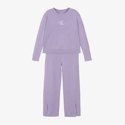 Calvin Klein Kids' Girls Purple Organic Cotton Knitted Tracksuit
