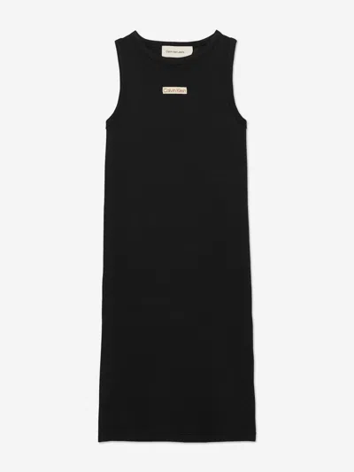 Calvin Klein Kids' Girls Rib Sleeveless Dress In Black