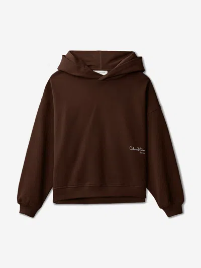 Calvin Klein Kids'  Girls Signature Hoodie In Brown