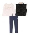 Calvin Klein Girls Toddler 2t-4t 3-piece High Neck Vest, T-shirt And Pants Set In Multi